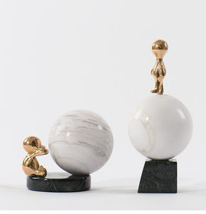 Orion Geometric Marble Ball Ornament (SET OF 2)