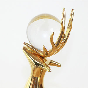 Birch Copper Deer Crystal Ball Ornament (SET OF 2)